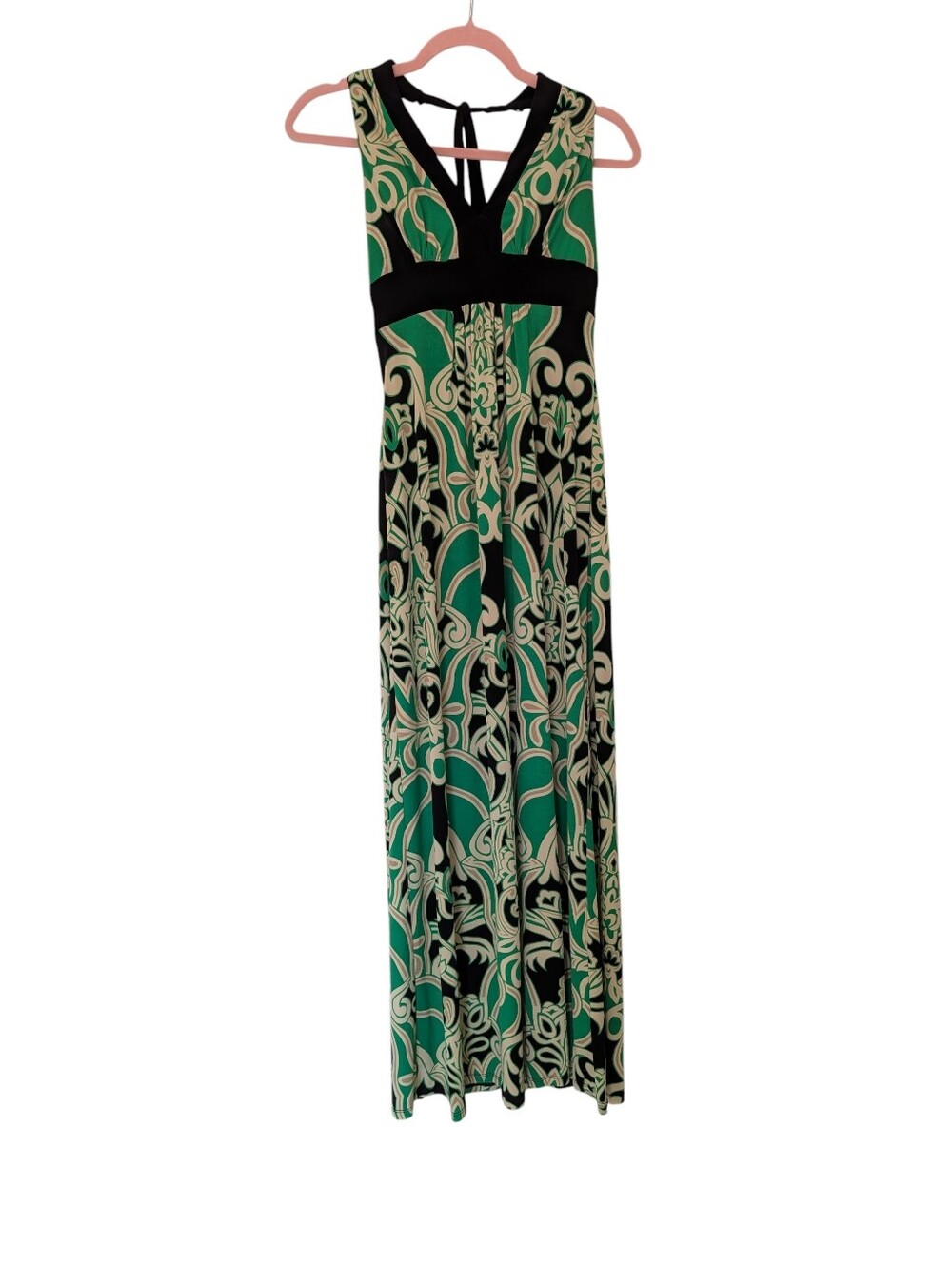 Bisou Bisou Halter Low Back Paisley Full Length Dress Built In Bra Sz 6